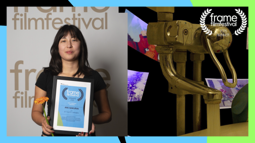 Vinnare med diplom och bild från film: Badrumskran