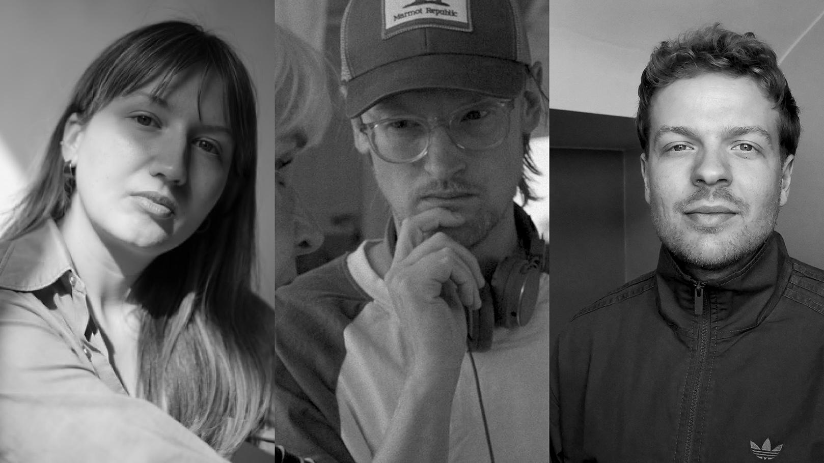 Porträtt av Marcus Carlsson (Foto: Antonio Ikovic), Simone Norberg (Foto: Hilda Randulv) och Adam Starsmark (Foto: Adam Starsmark).