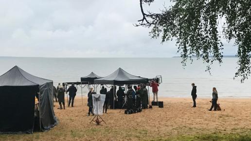 Filminspelning på strand