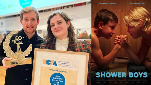 Prisvinnare med diplom och filmposter