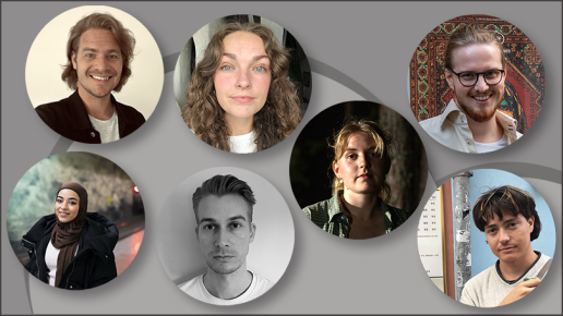Porträtt i cirklar på sju unga filmskapare